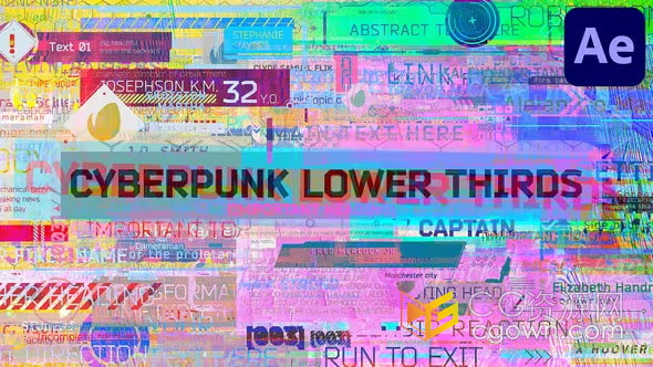 87个赛博朋克风高科技元素标题Cyberpunk Lower Thirds-AE模板