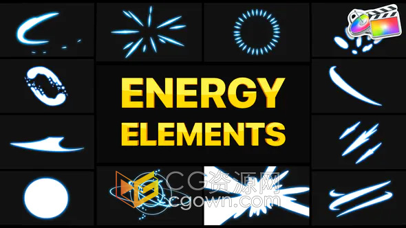 Energy Elements FCPX插件能量闪光图形动画元素与转场