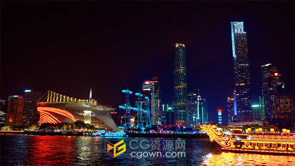 广州塔CBD城市珠江繁华夜景实拍视频素材
