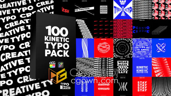 中英文版FCPX插件100种文字标题动态排版创意海报背景Kinetic Typography Pack