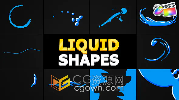 Liquid Shapes FCPX插件手绘液体水波浪飞溅叠加元素