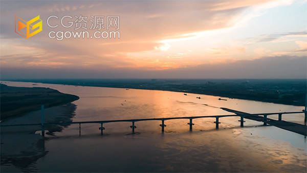 航拍湖北荆州长江大桥地标建筑实拍视频素材