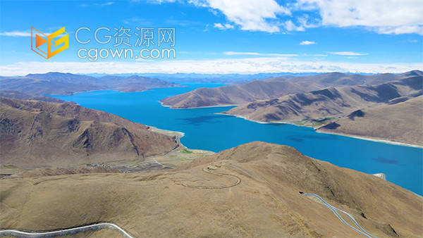 航拍碧水蓝天西藏羊湖唯美湖光山色美丽自然实拍视频
