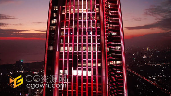 航拍深圳平安大厦大楼近景夜景灯光实拍视频