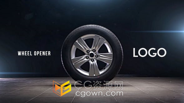 汽车轮胎三维模型经典创意标志LOGO片头AE模板