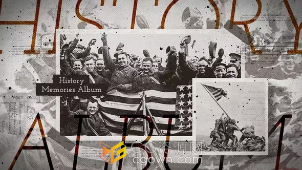 AE纪录片模板军事文化历史教育幻灯片复古相册