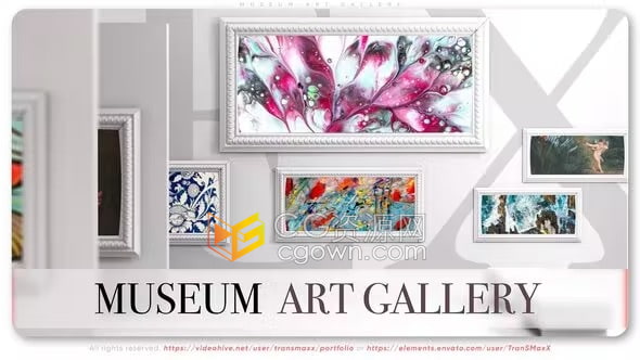 AE模板-現(xiàn)代逼真3D博物館美術(shù)館展覽室藝術(shù)場景著名收藏品作品相冊