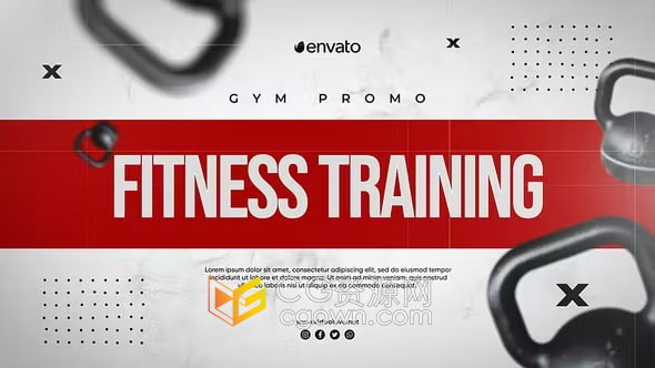 AE模板-制作健身房運(yùn)動(dòng)賽事介紹視頻開場(chǎng)白Fitness Training Gym Promo