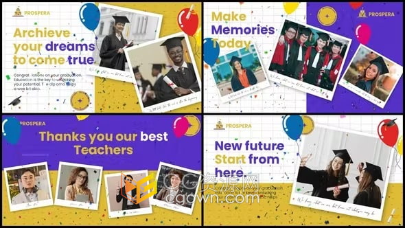AE模板-畢業(yè)相冊快樂回憶視頻專輯Graduation Day Slideshow