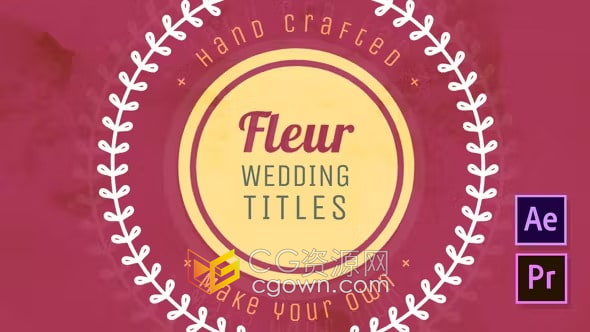 AE与PR模板-花卉元素婚礼标题请柬庆祝活动装饰图案定格动画