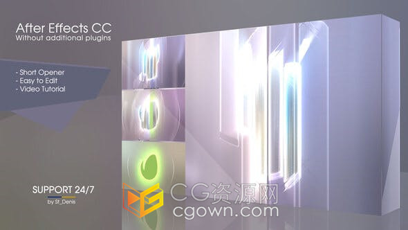 光线能量三维炫酷商务整洁标志动画LOGO片头AE模板