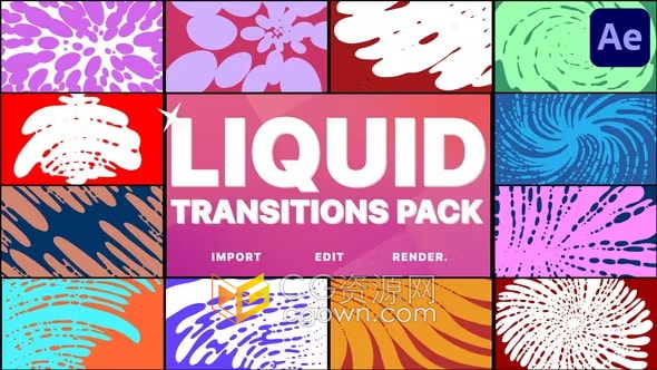 AE转场模板-酷炫多彩液体过渡元素Liquid Transitions免费下载