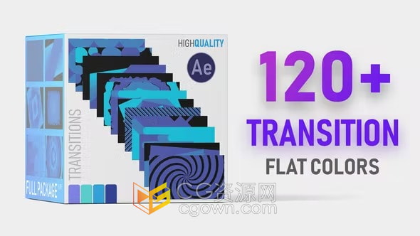 AE模板-超过120种平面动画风格彩色现代图形过渡Flat Color Transition Pack HD
