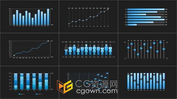 商务企业集团数据分析经典科技信息图表AE模板