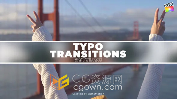 Typo Transitions FCPX插件6组带有文字标题动画视频转场过渡