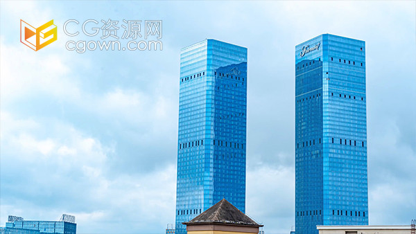 震撼贵阳地标双子塔商务建筑写字楼耸立云端延时视频
