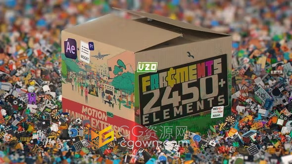 更新V2.0版Fragments 2450+2D卡通動畫MG圖形元素預(yù)設(shè)包-AE與PR模板