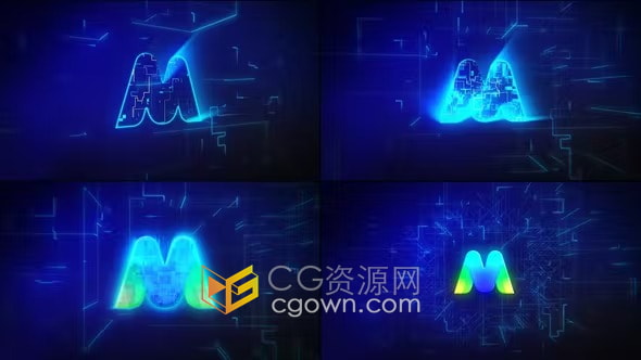 AE模板-電子商務(wù)數(shù)字技術(shù)光芒LOGO光線動畫演繹區(qū)塊鏈加密標(biāo)志片頭