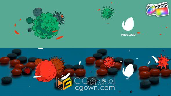 新冠疫情病毒防御医疗宣传标志动画AE模板