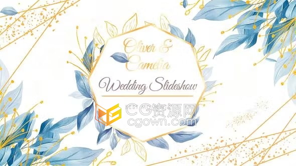 INK Wedding AE模板浪漫花卉水墨动画婚礼照片视频相册