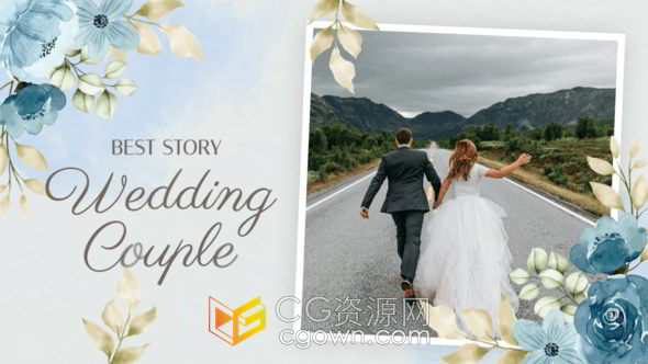 浪漫花朵美麗溫馨動(dòng)漫手繪婚禮視頻相冊(cè)PR模板