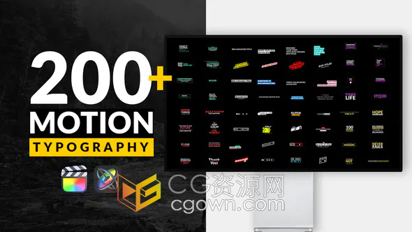 Motion Typography FCPX插件200+种文字标题视频字幕条动画