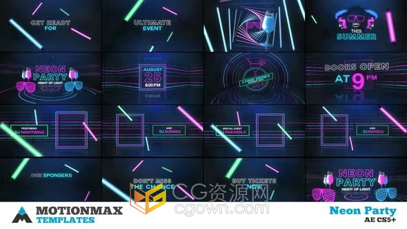 霓虹灯场景动画宣传介绍音乐活动视频效果-AE模板