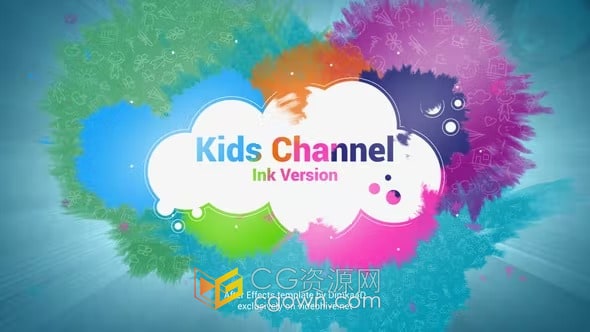 水墨风格明亮多彩儿童频道包装快乐儿童庆祝活动视频制作AE模板