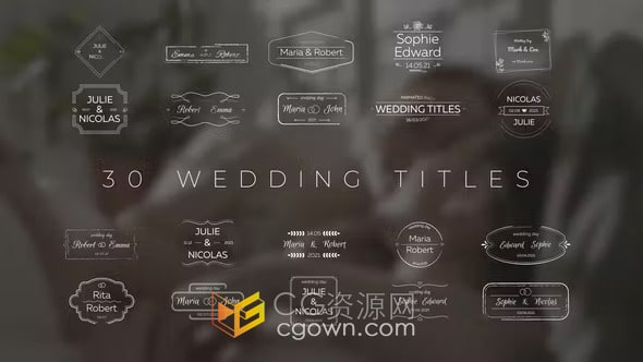 PR模板mogrt基本图形30个婚礼文字标题动画