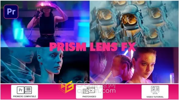 Prism Lens FX PR模板镜头棱镜梦幻眩光效果多画面重叠