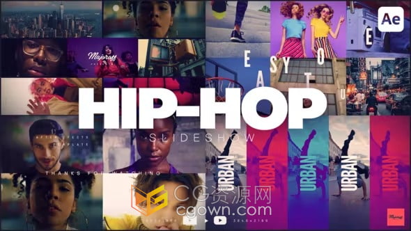 HIp-Hop Slideshow AE模板嘻哈照片幻灯片视频片头