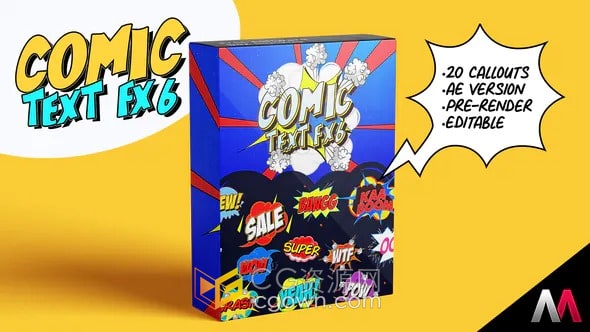 Comic Text FX AE模板20种卡通动漫风格综艺视频字幕动画效果