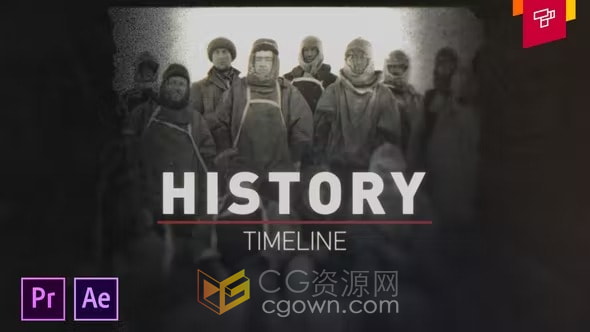 AE与PR模板-时间线展示历史相册经典复古教育电影纪录片