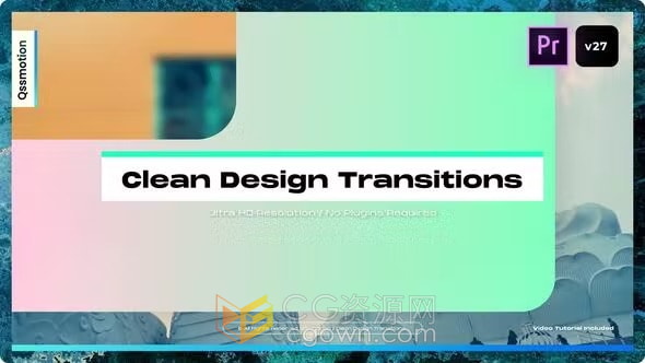 Clean Design TransitionsPR模板4K分辨率视频转场过渡效果