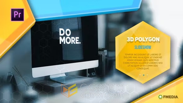 PR模板工程-3D立方体六边形幻灯片适合企业开幕式宣传视频商务演示