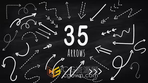 35种涂鸦手绘箭头动画AE模板Hand Drawn Elements Arrows Pack