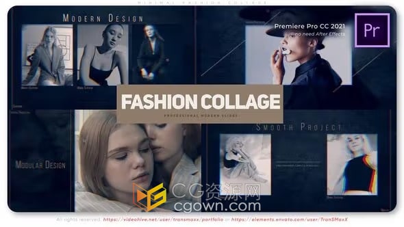 PR模板-商场商店视频显示器展示极简时尚拼贴风格时装模特宣传广告