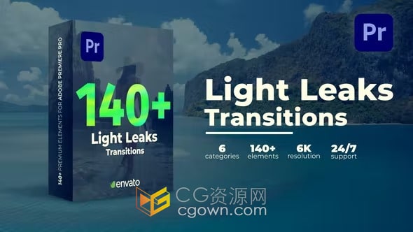 Light Leaks Transitions PR模板140种漏光过渡光效视频转场动画