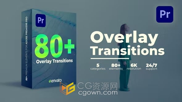 Overlay Transitions PR模板80种图形动画叠加遮罩视频转场效果过渡