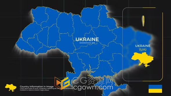 Ukraine Map Promo AE模板乌克兰地图介绍图形动画