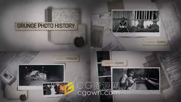Grunge History Photo AE模板历史照片幻灯片视频相册