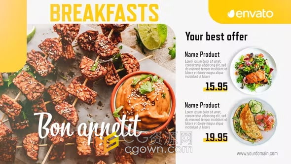 食物菜单促销美食食品介绍宣传视频动画-AE模板