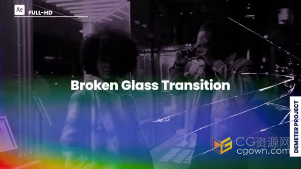 Broken Glass Transition AE模板10种破碎玻璃故障风格视频转场过渡