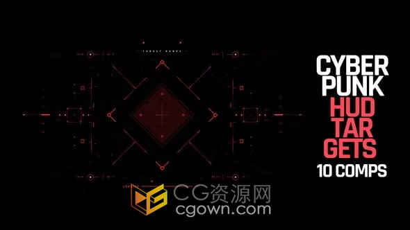 HUD Cyberpunk Targets AE模板賽博朋克科技目標(biāo)信息圖表動畫