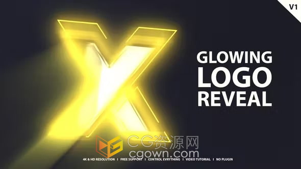 发光LOGO动画视频片头制作4K分辨率-AE模板下载 | CG资源网