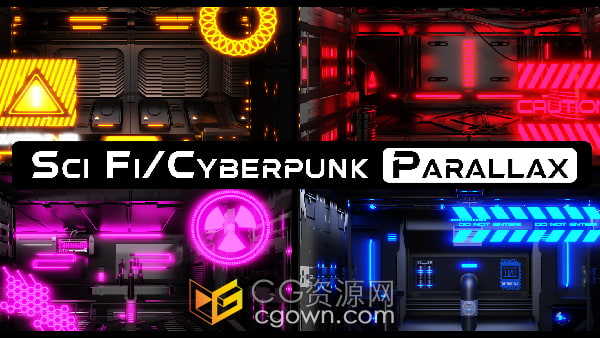 Sci Fi – Cyberpunk Parallax Rooms Blender赛博朋克科幻室内场景模型预设插件
