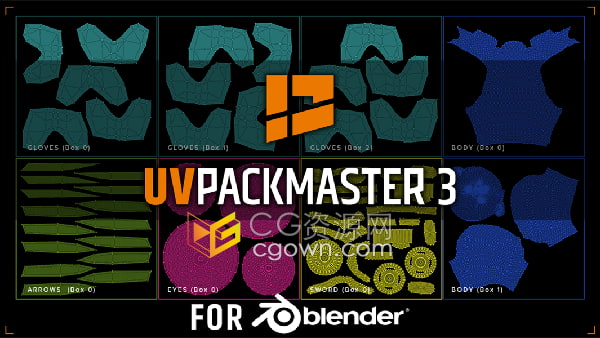 Blender插件UVPackmaster Pro v3.1.6 UV贴图打包与校准工具