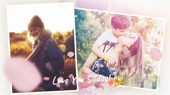 Love Romantic Slideshow AE模板玫瑰花瓣浪漫視頻照片相冊動畫