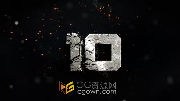 AE模板-炫酷3d数字粉碎粒子动画倒计时Cinematic shatter Countdown