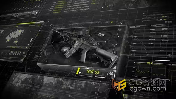 HUD界面宣傳介紹科技或者軍事視頻動畫制作-AE模板